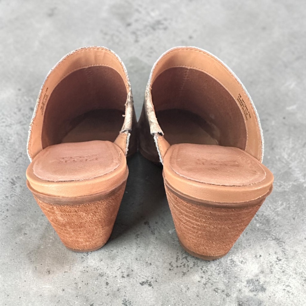 Frye and Co. Jacy Mules Womens 7 Tan Snakeskin Embossed Leather Block Heel - Picture 7 of 10